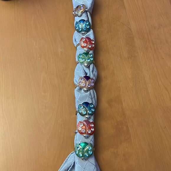 Set of 8 enameled crystal inset silver ladybug napkin holders. - Picture 1 of 5